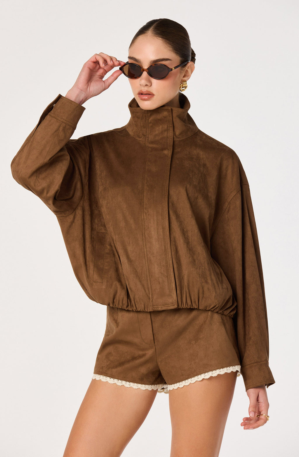Cooper Faux Suede Bomber Jacket