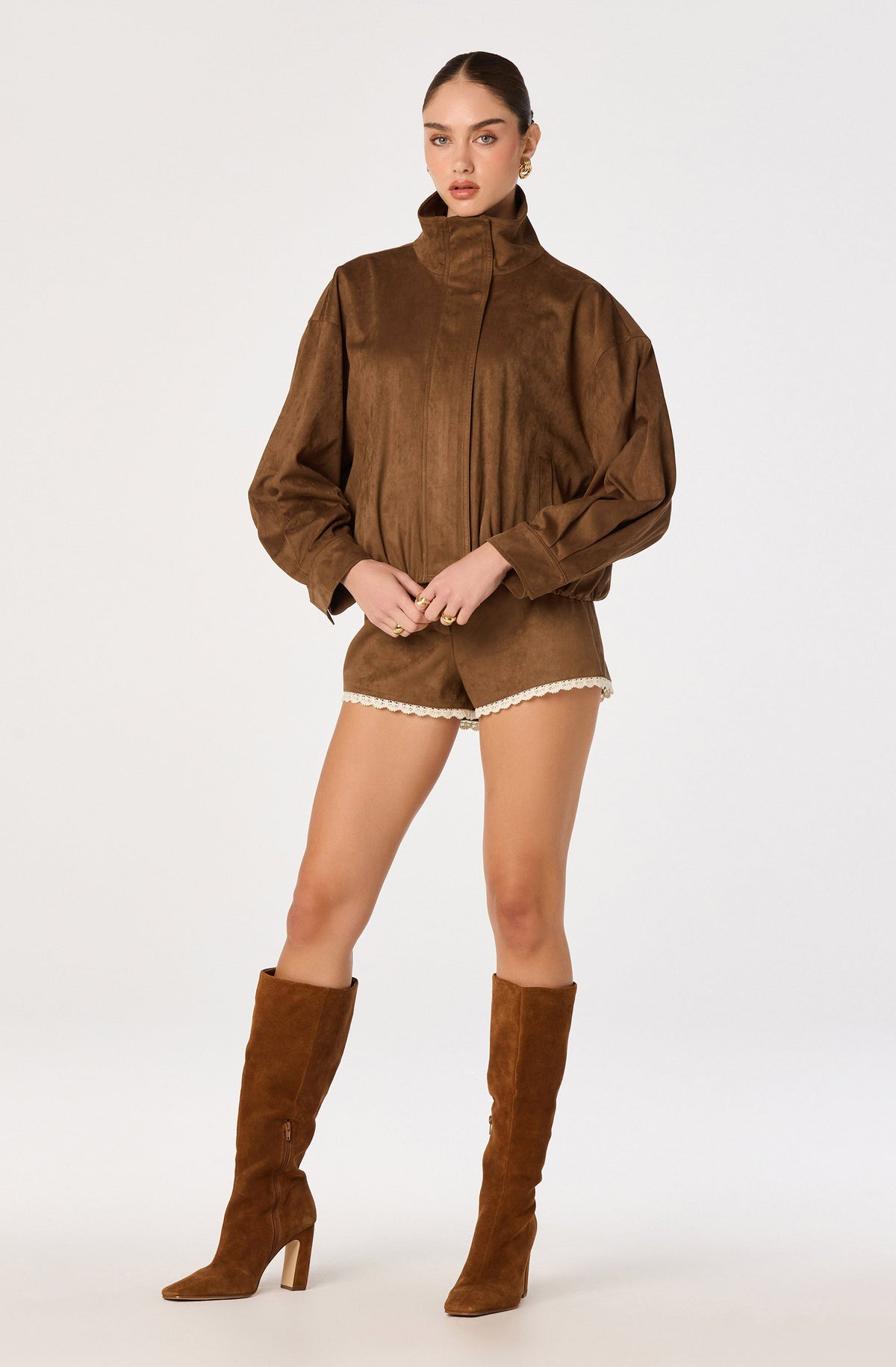 Cooper Faux Suede Bomber Jacket