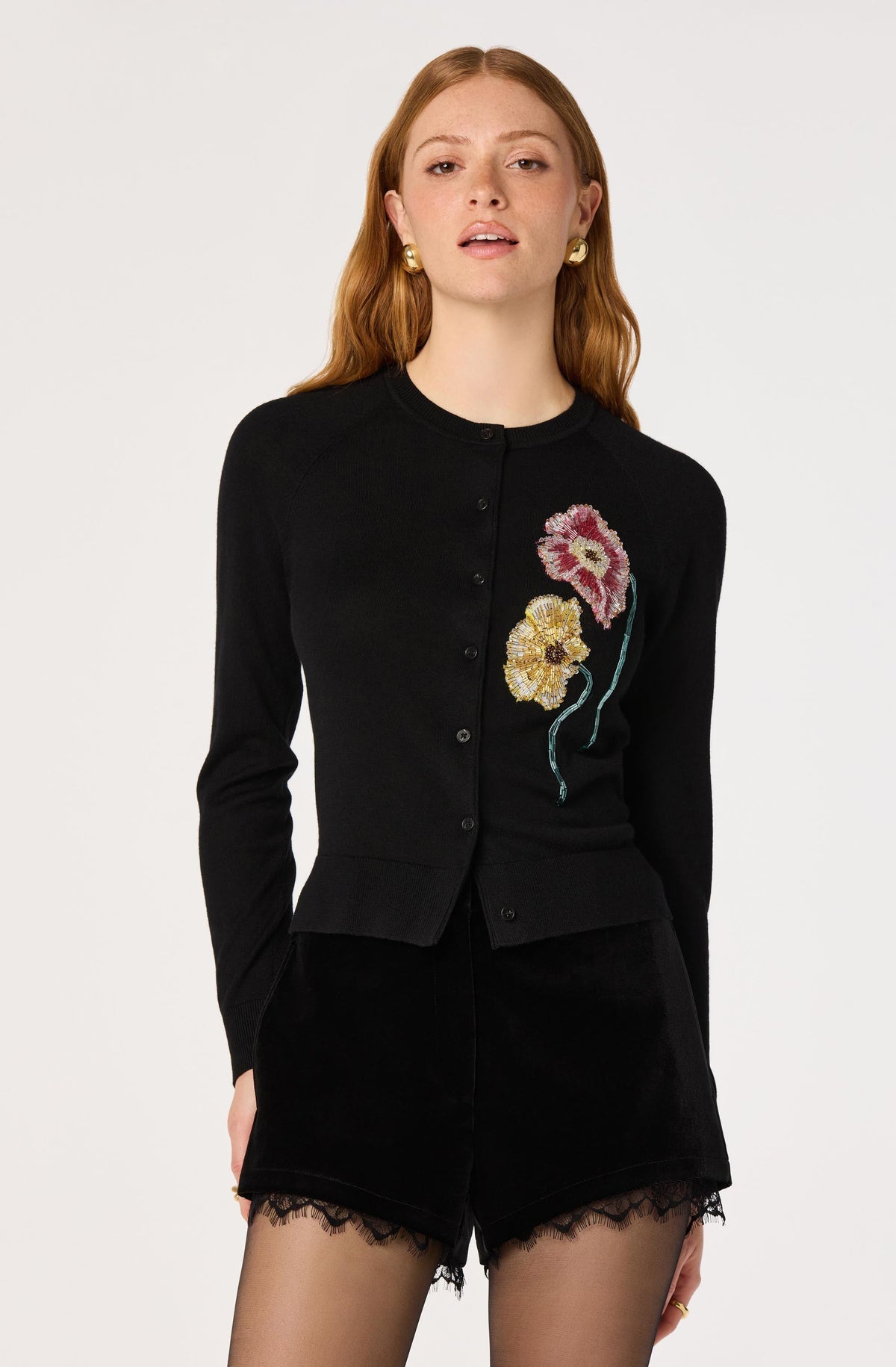 Alecia Beaded Floral Cardigan