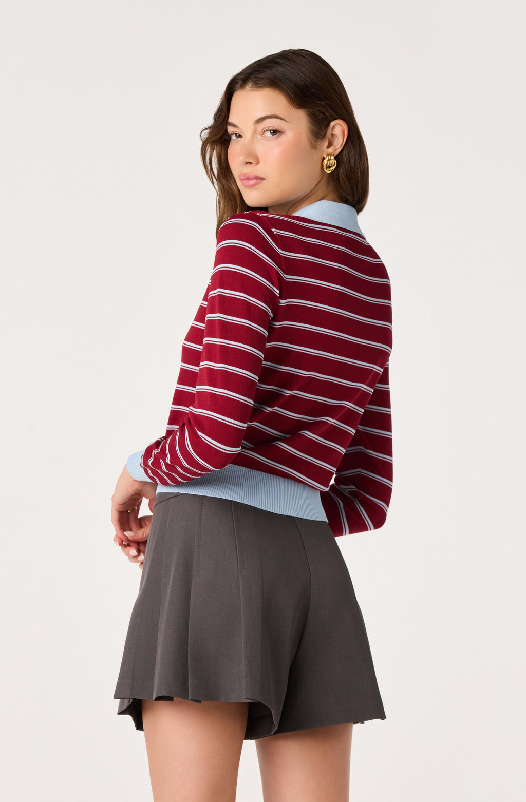 Flavia Striped Collared Cardigan
