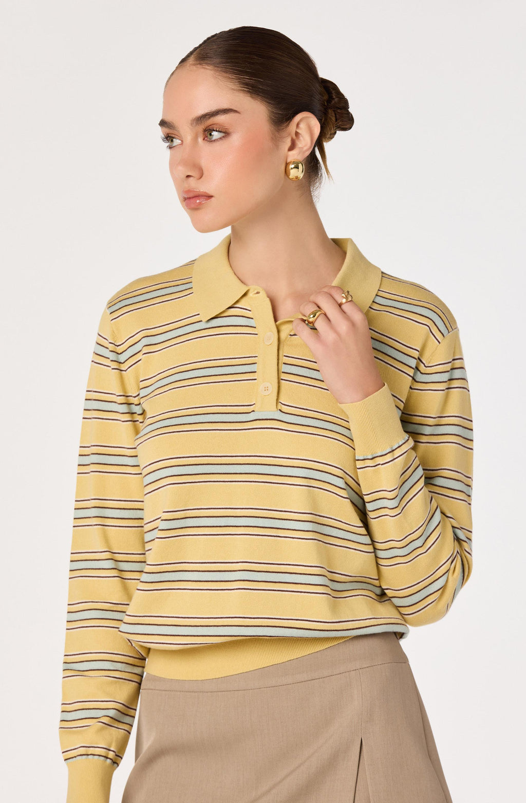 Dora Striped Polo Sweater