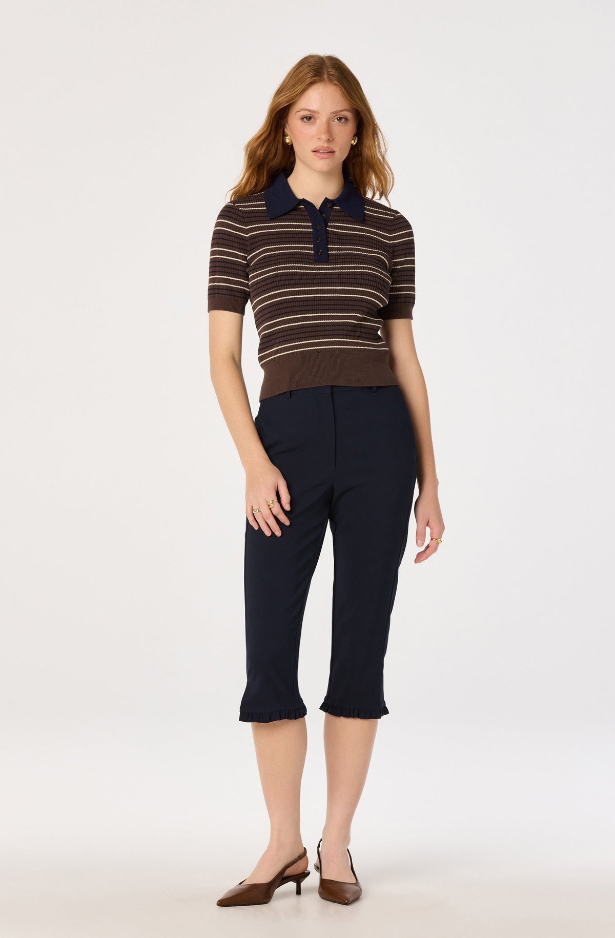 Iris Striped Polo Sweater
