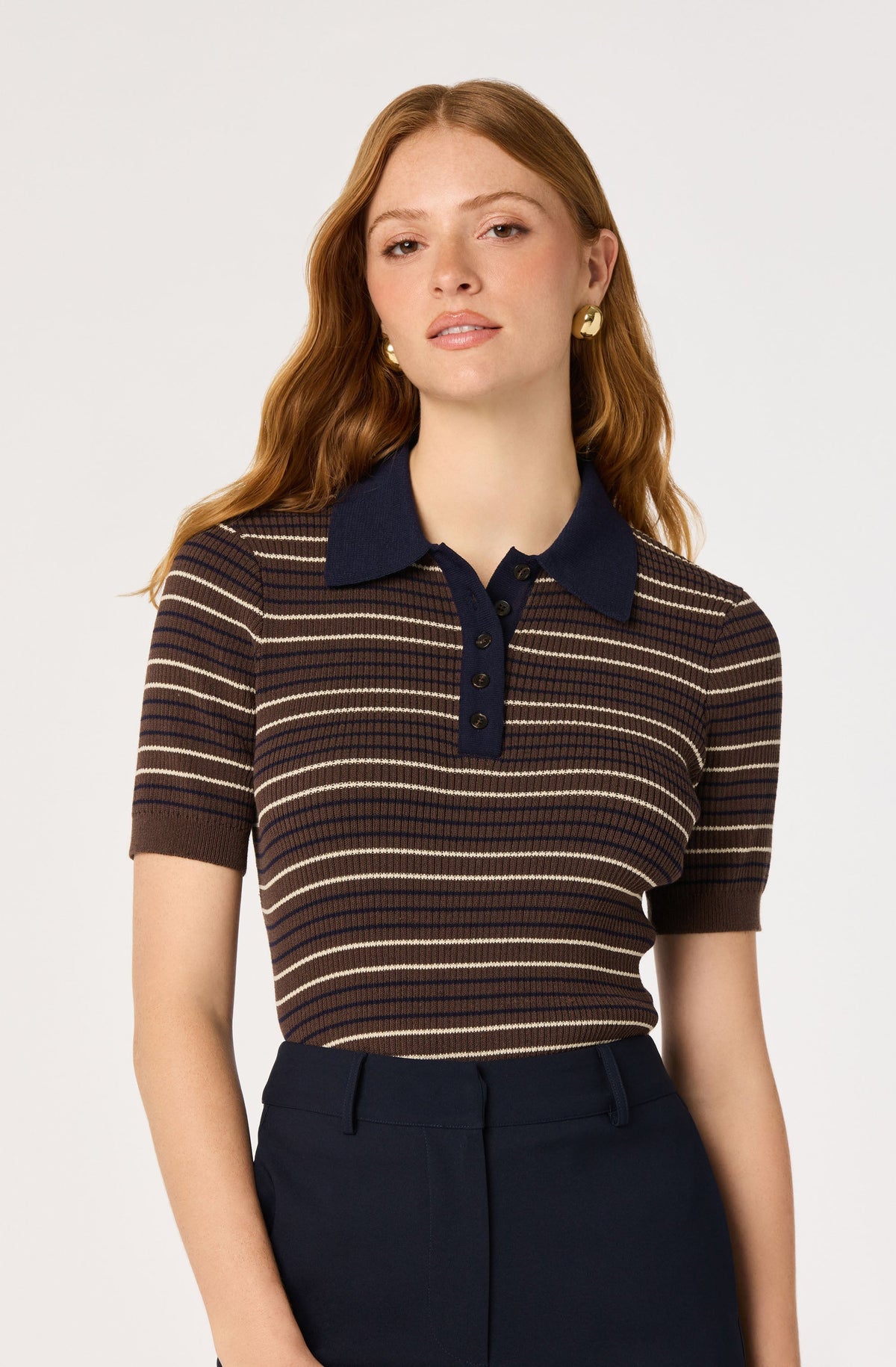 Iris Striped Polo Sweater