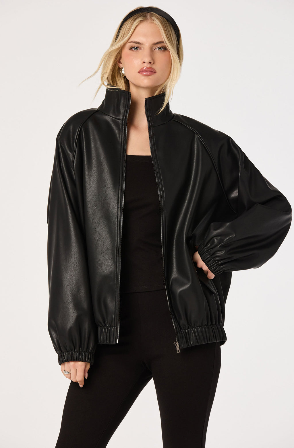 Shayna Faux Leather Bomber Jacket