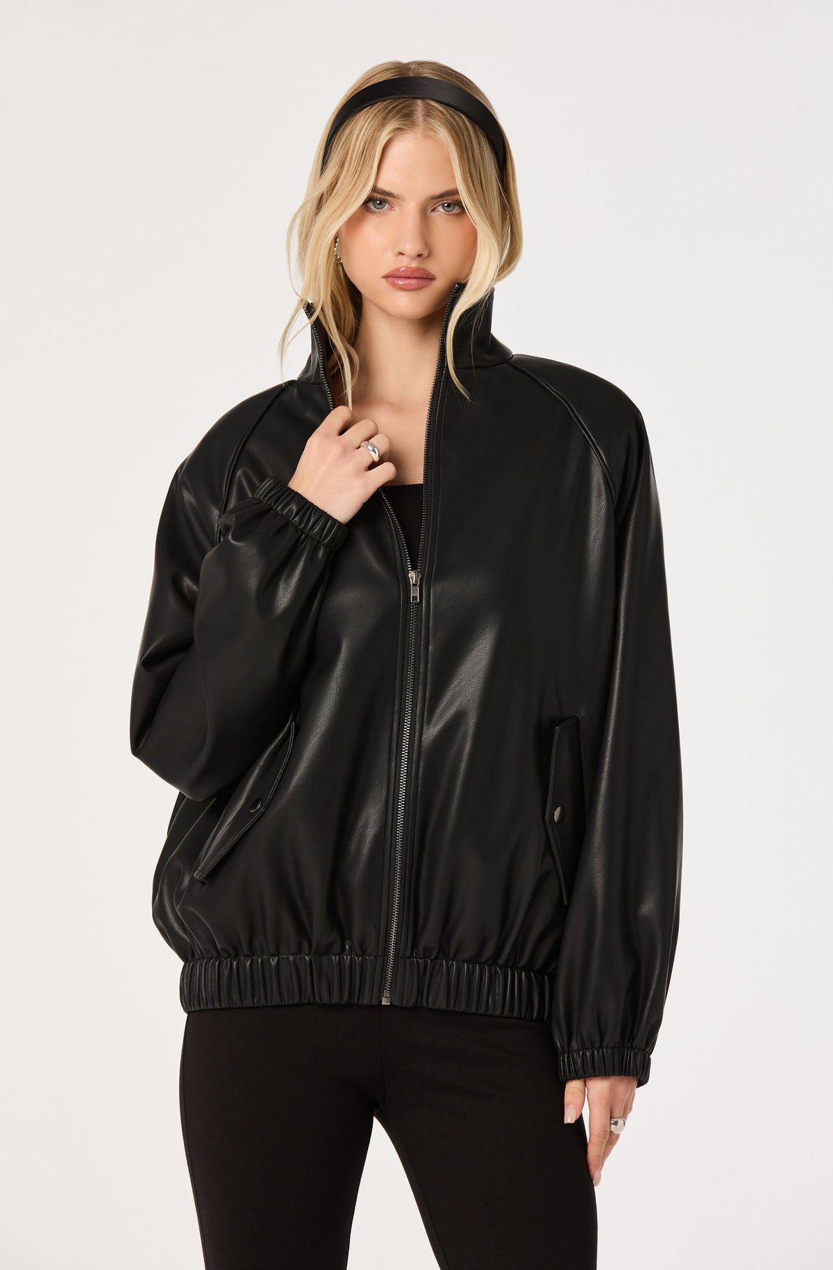 Shayna Faux Leather Bomber Jacket