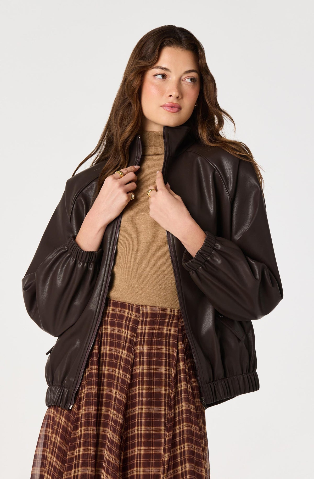 Shayna Faux Leather Bomber Jacket
