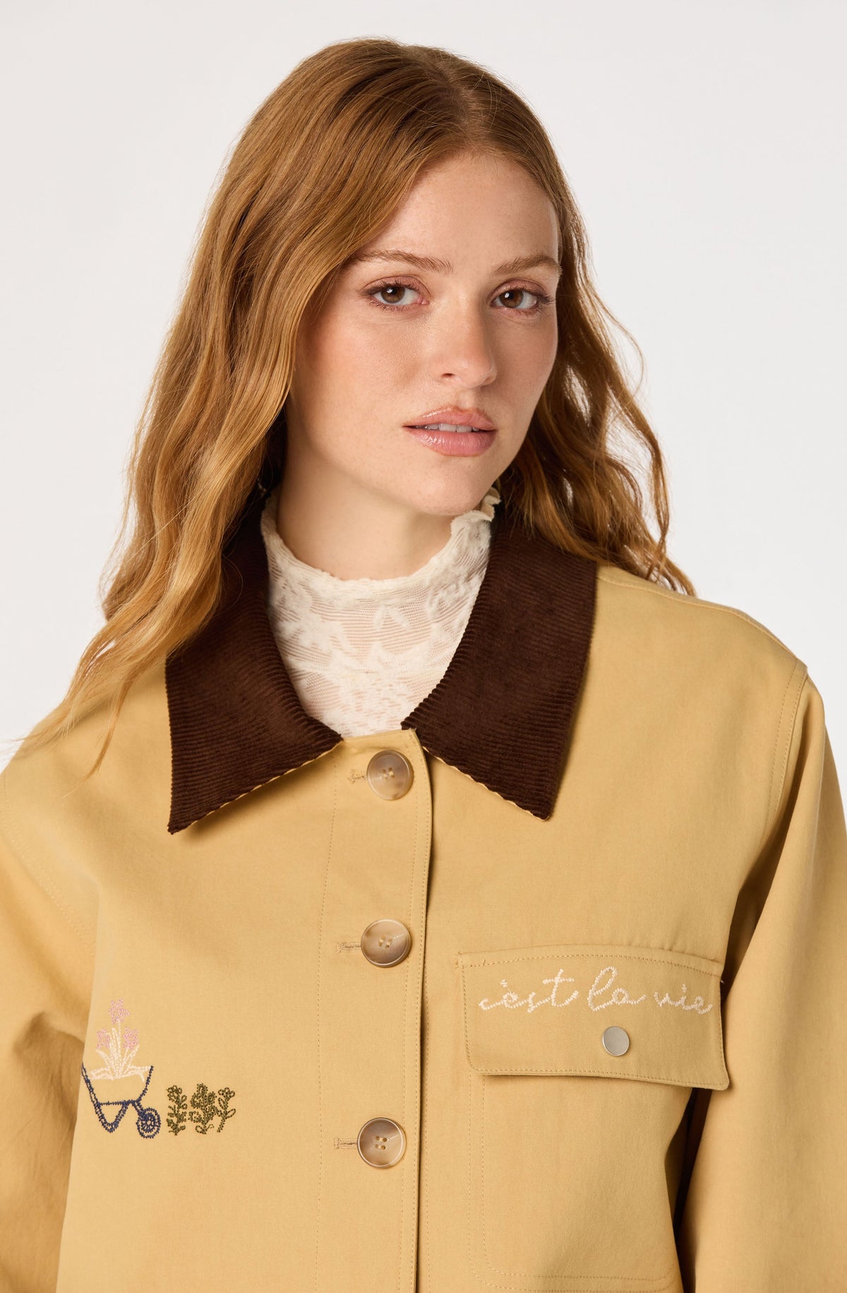 Hope Embroidered Detail Chore Jacket