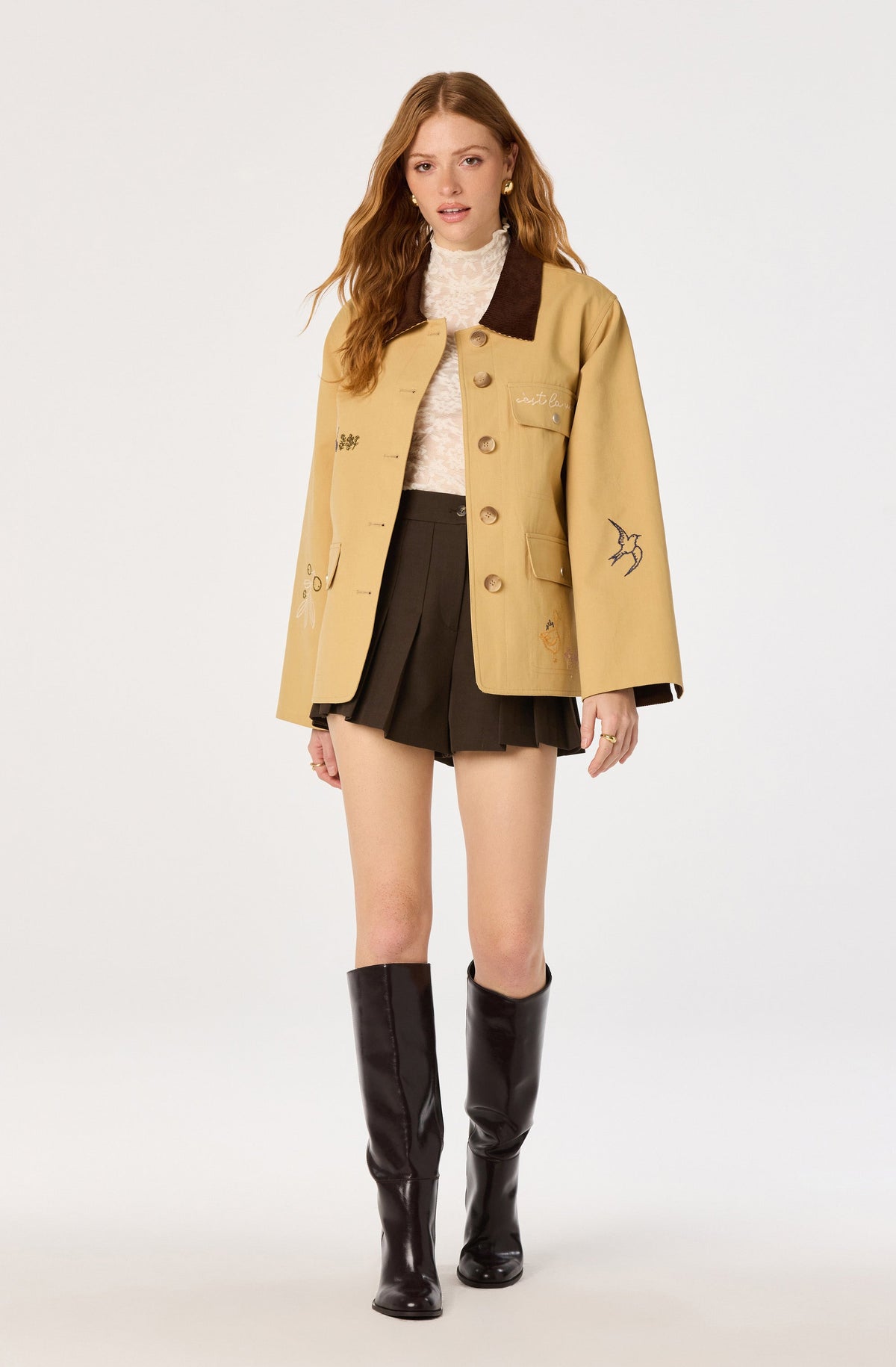Hope Embroidered Detail Chore Jacket