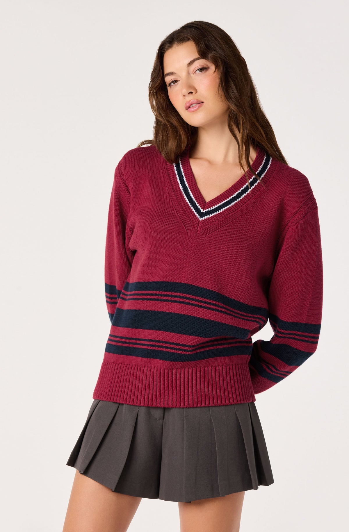 Rocio Striped V-Neck Sweater