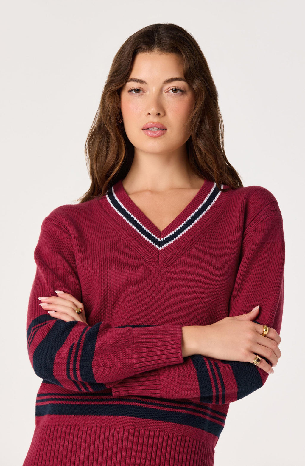 Rocio Striped V-Neck Sweater
