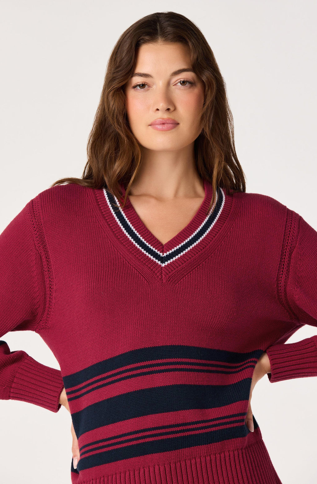 Rocio Striped V-Neck Sweater