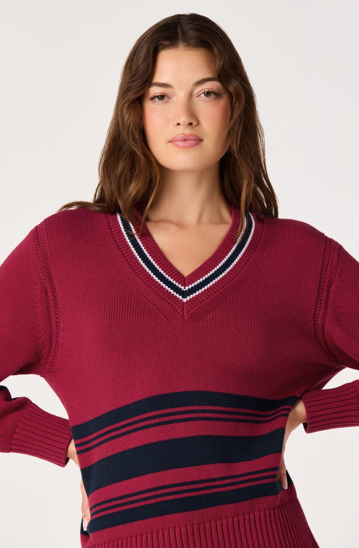 Rocio Striped V-Neck Sweater