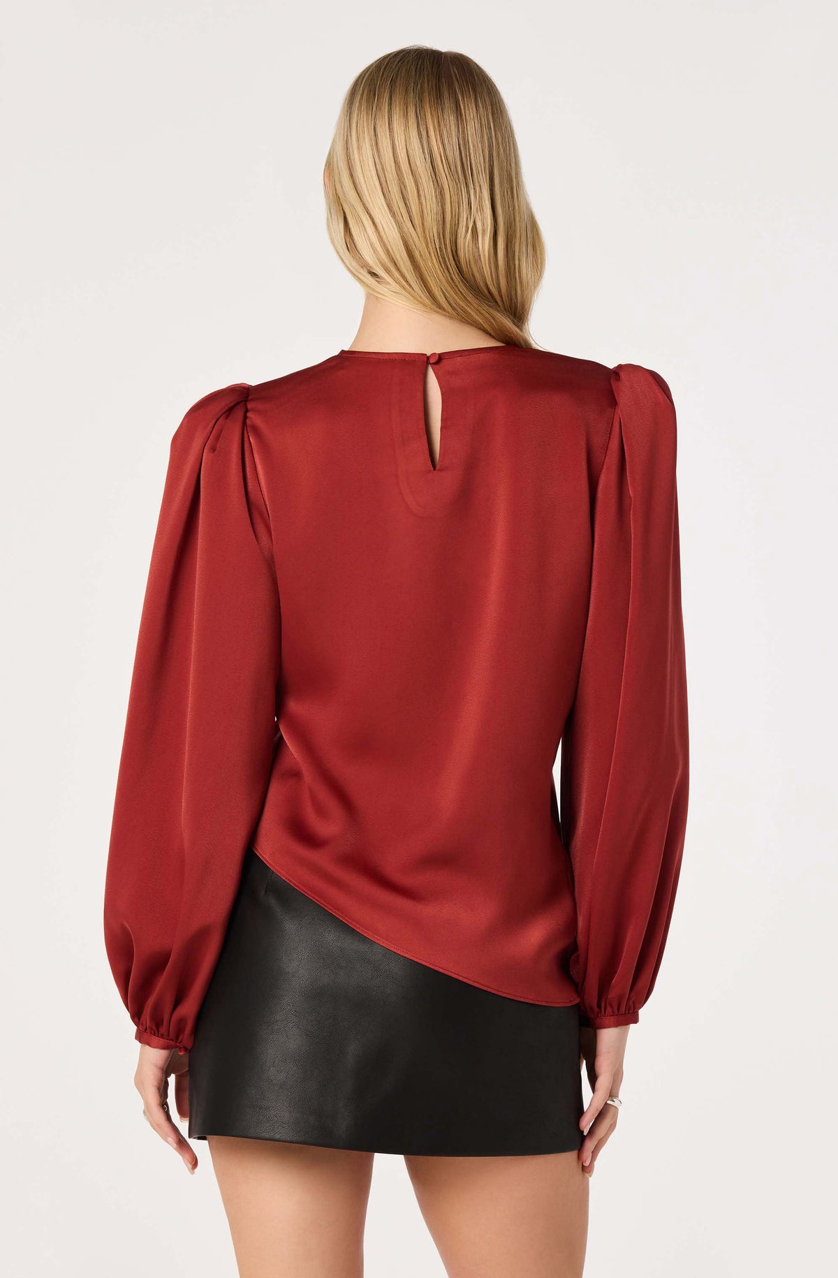 Beatrice Satin Faux-Wrap Blouse