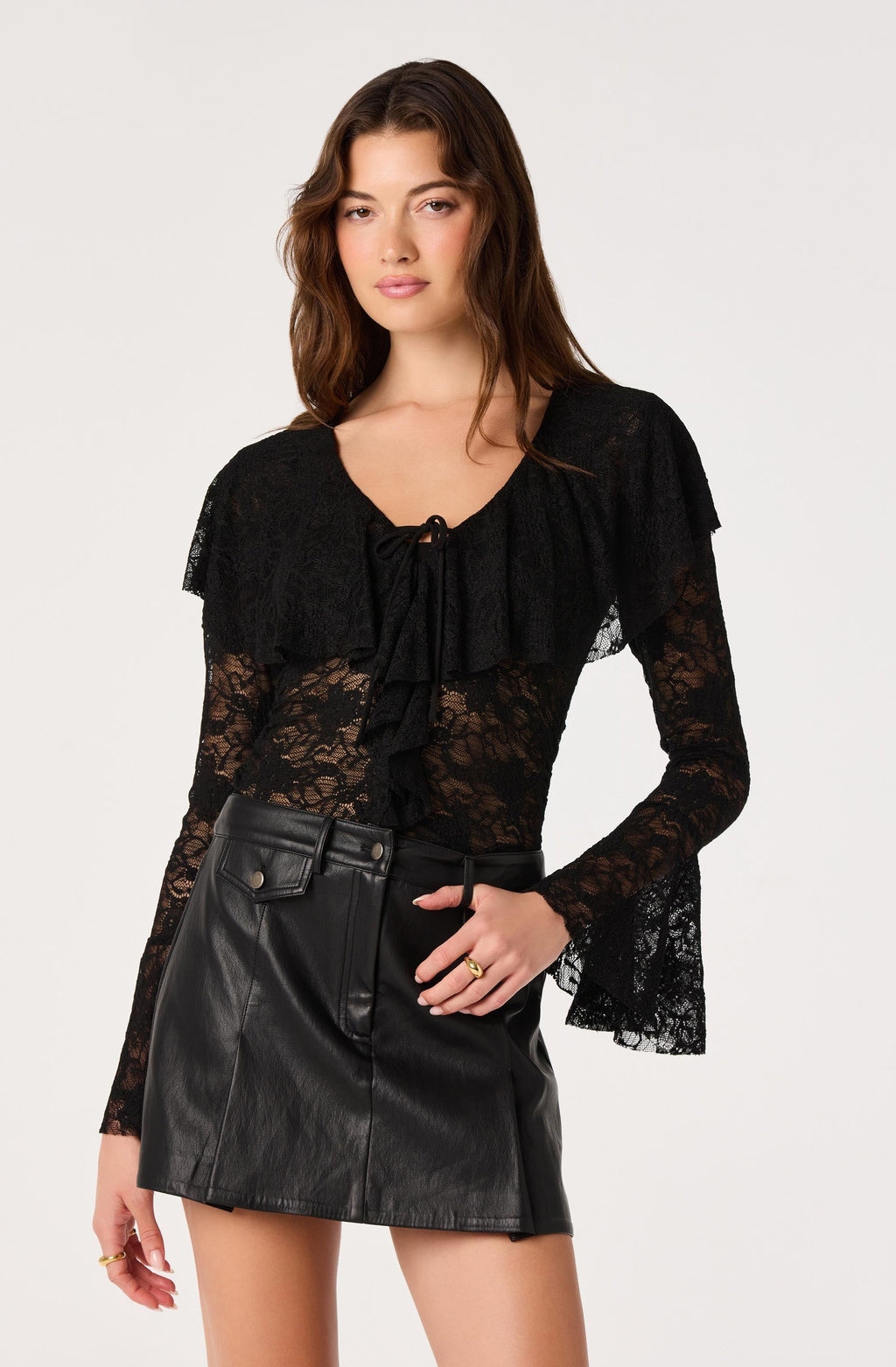 Lexie Sheer Lace Bell Sleeve Top