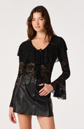 Lexie Sheer Lace Bell Sleeve Top
