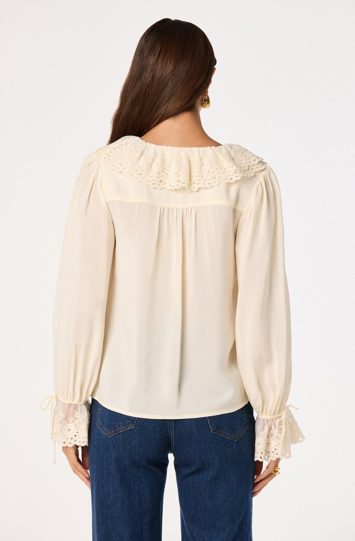 Christy Ruffle Collar V-Neck Blouse