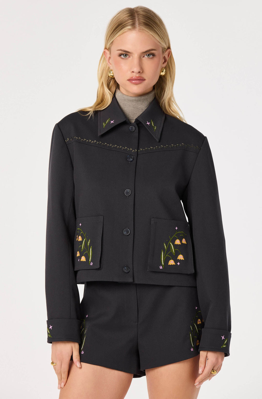 Jalen Embroidered Cropped Jacket