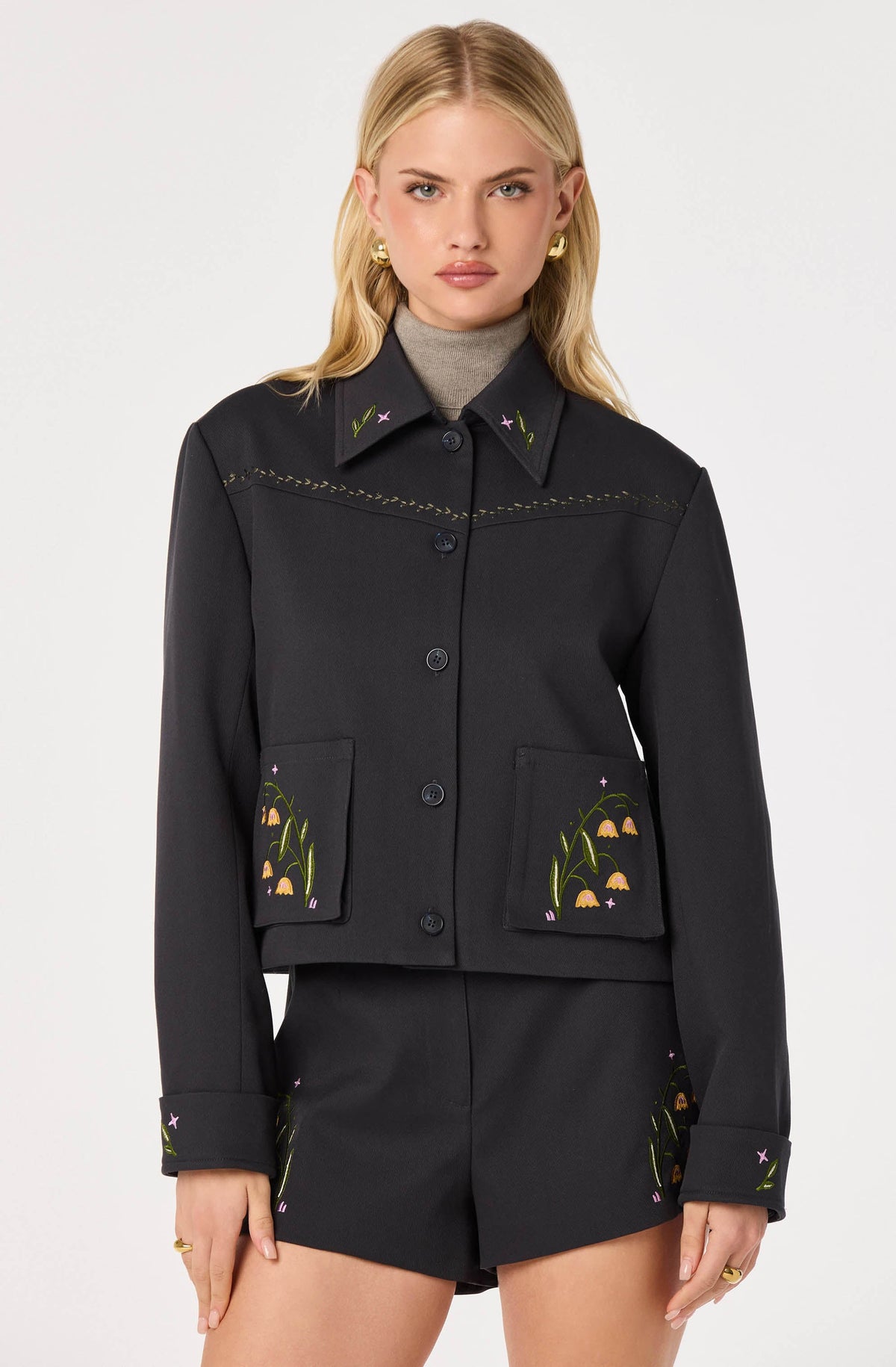 Jalen Embroidered Cropped Jacket