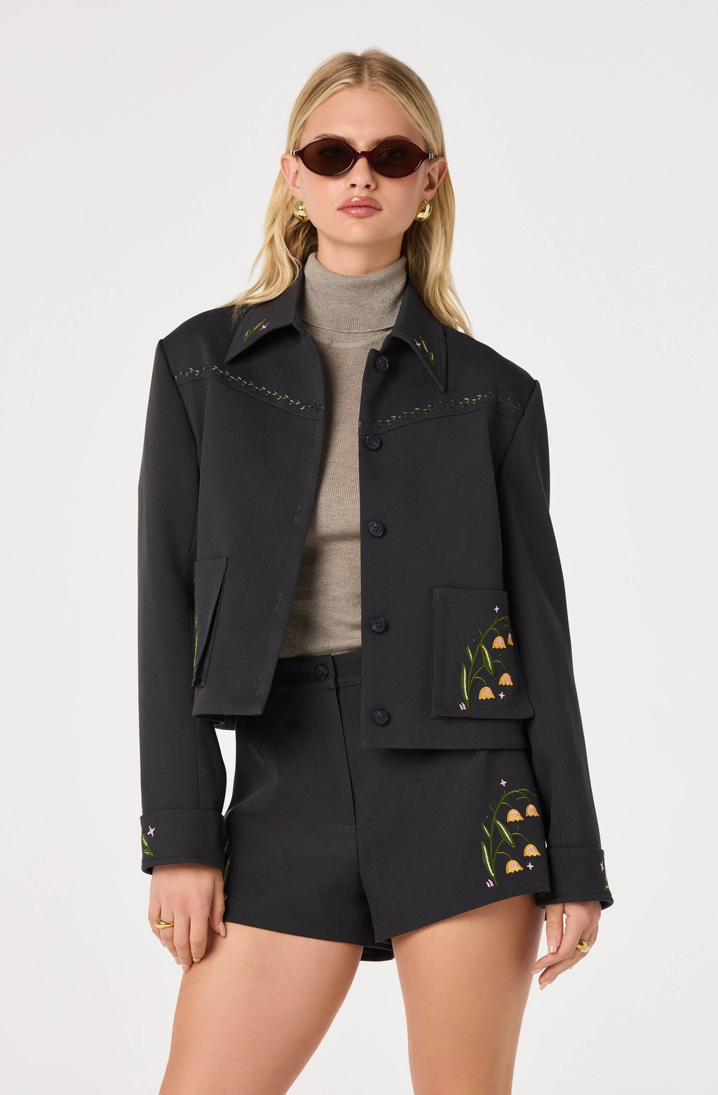 Jalen Embroidered Cropped Jacket