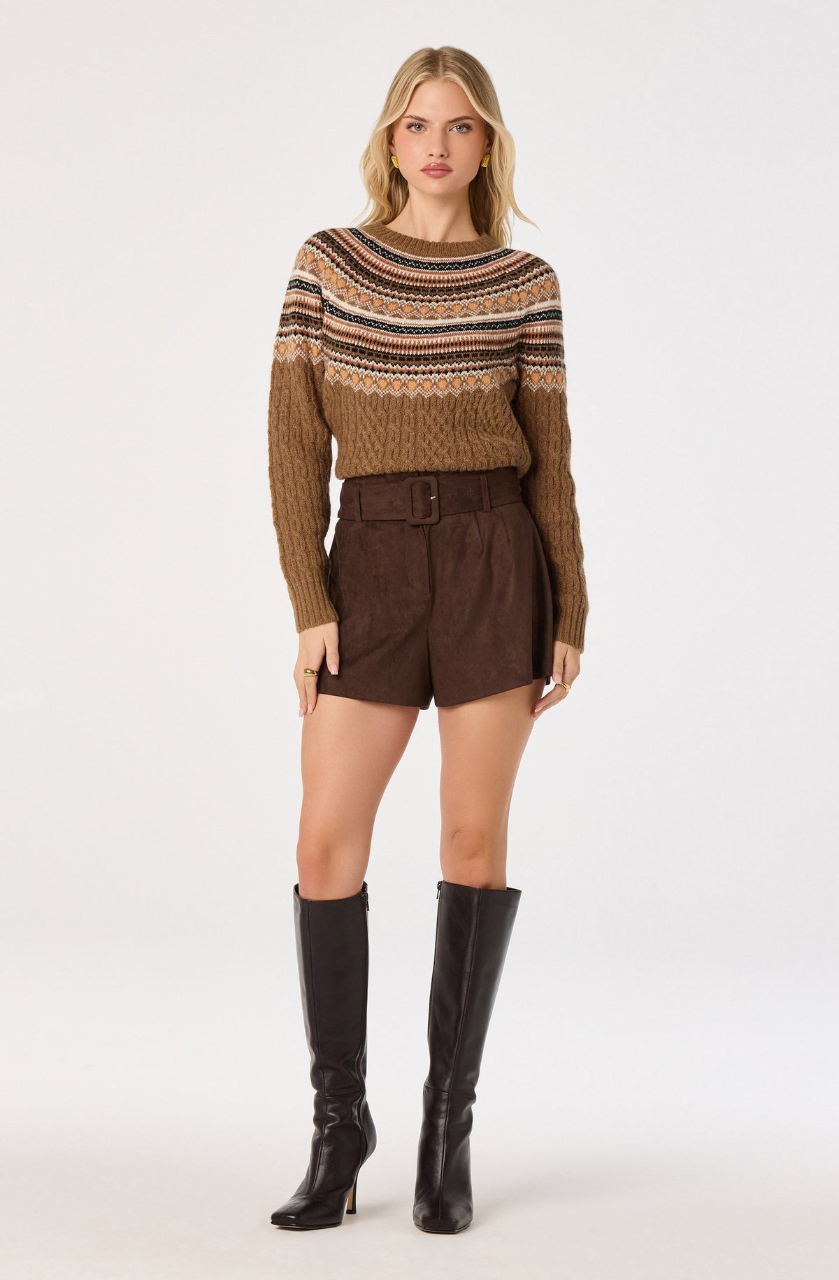 Daria Fair Isle Cable Knit Sweater