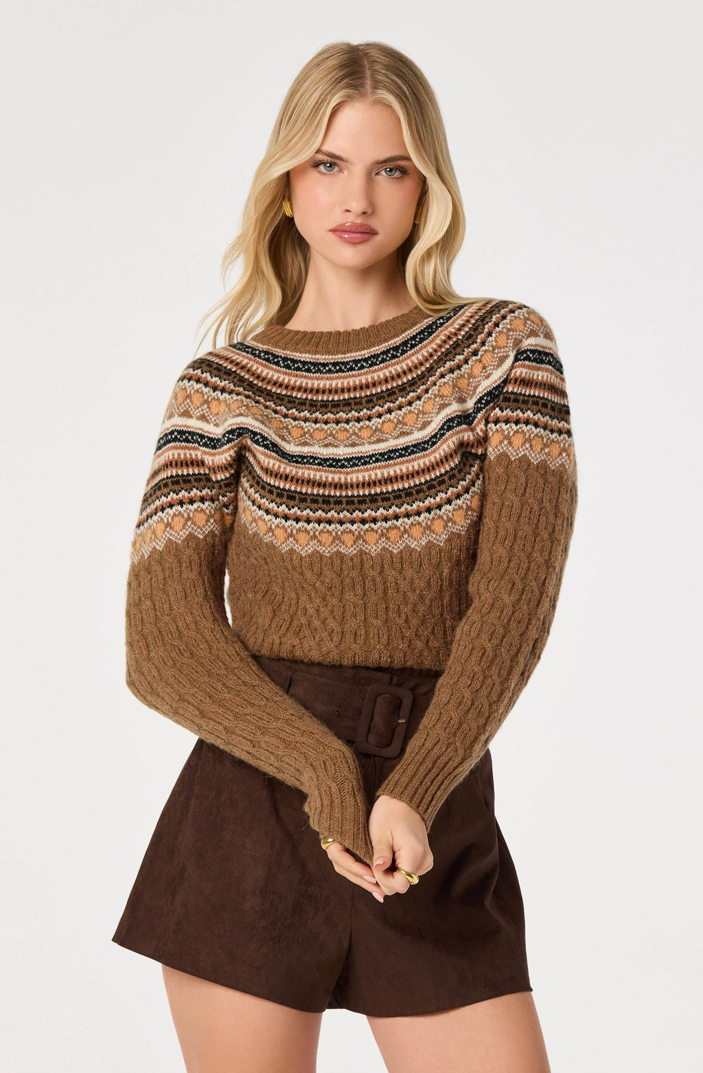 Daria Fair Isle Cable Knit Sweater