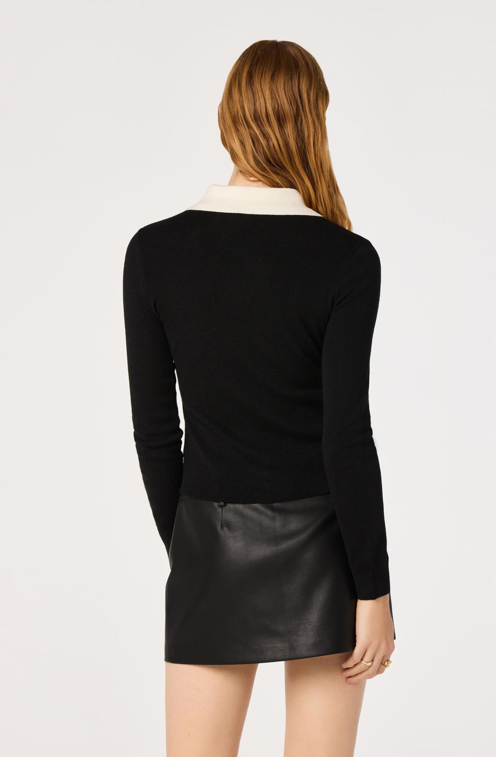 Tyra Contrast Collar Ribbed Cardigan