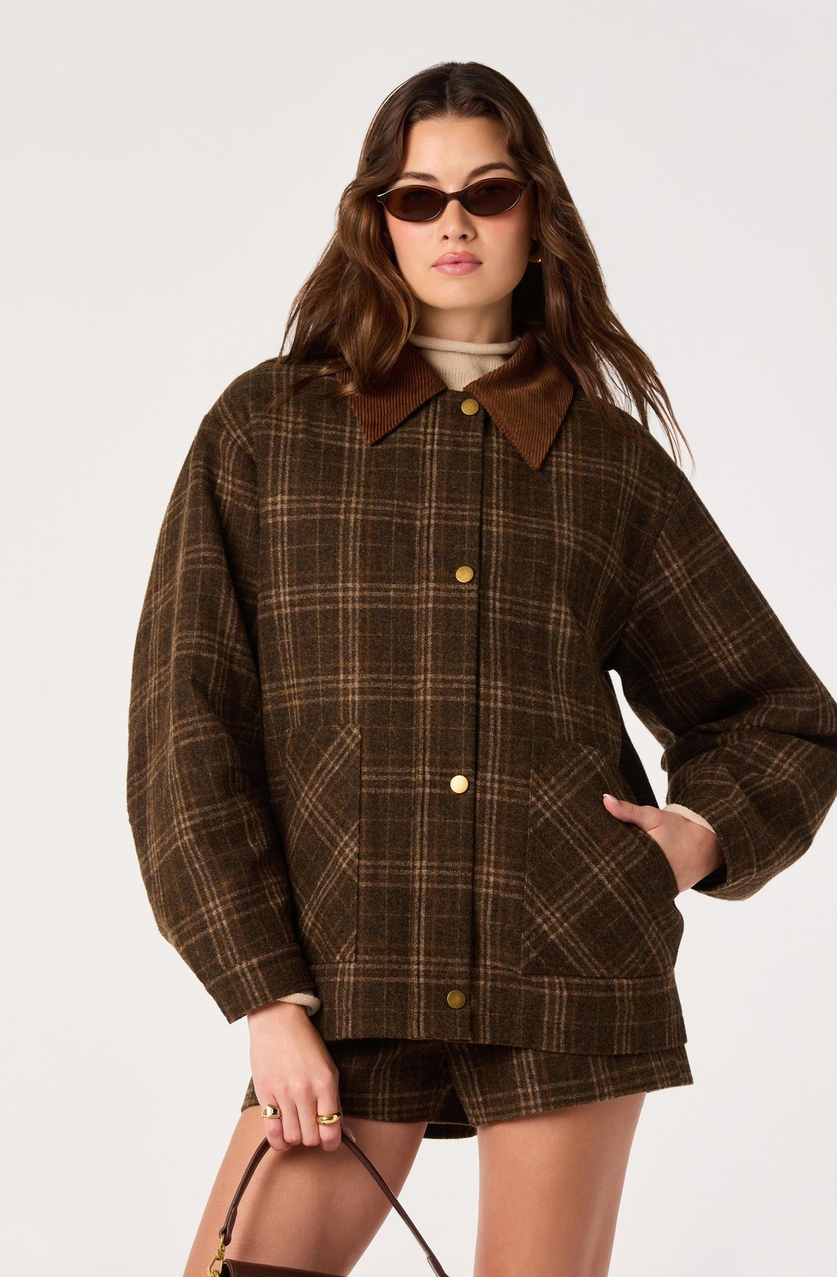 Shae Plaid Corduroy Collar Jacket