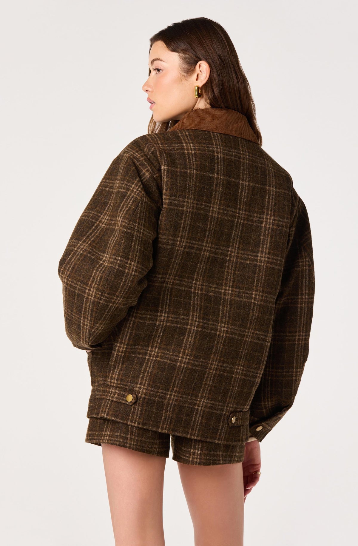 Shae Plaid Corduroy Collar Jacket