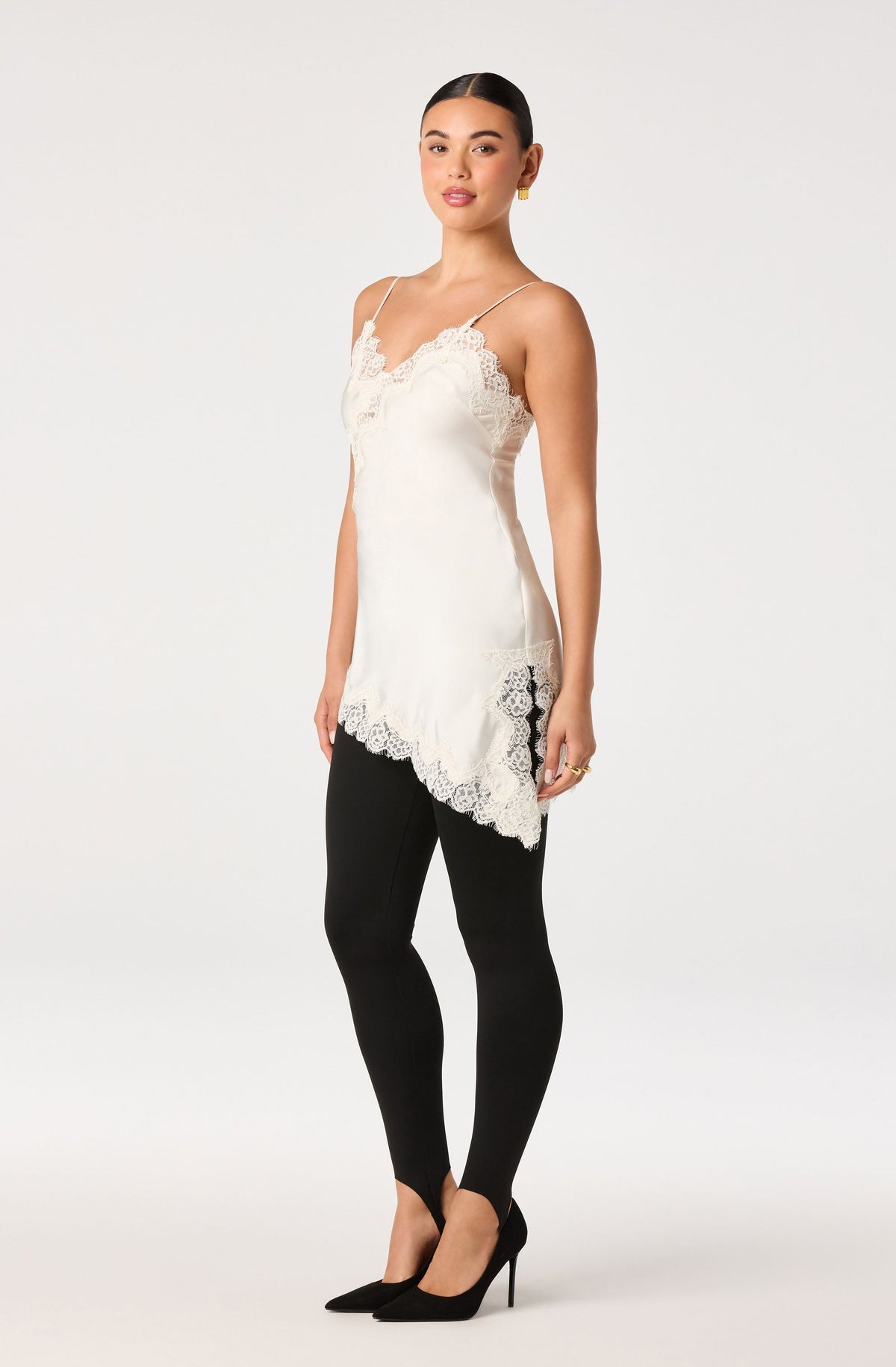 Laura Lace Trim Asymmetric Top