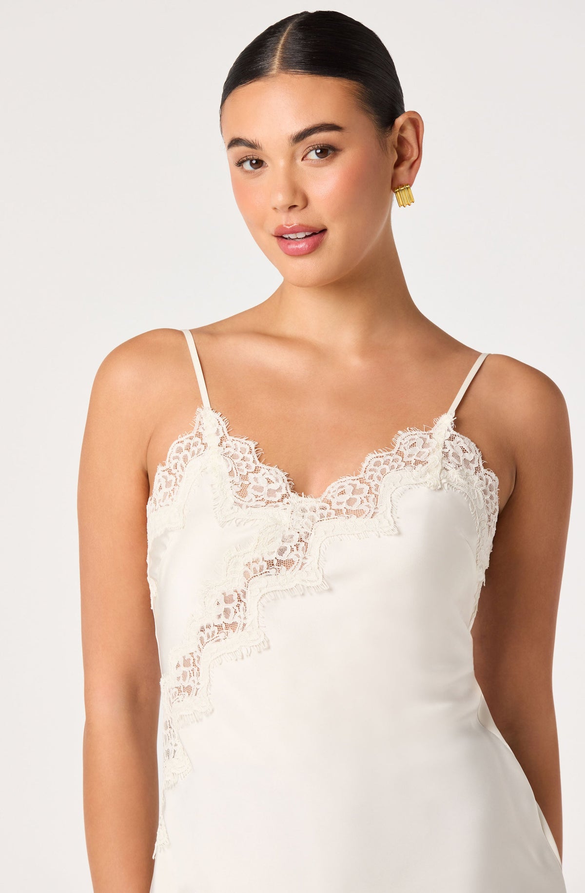 Laura Lace Trim Asymmetric Top