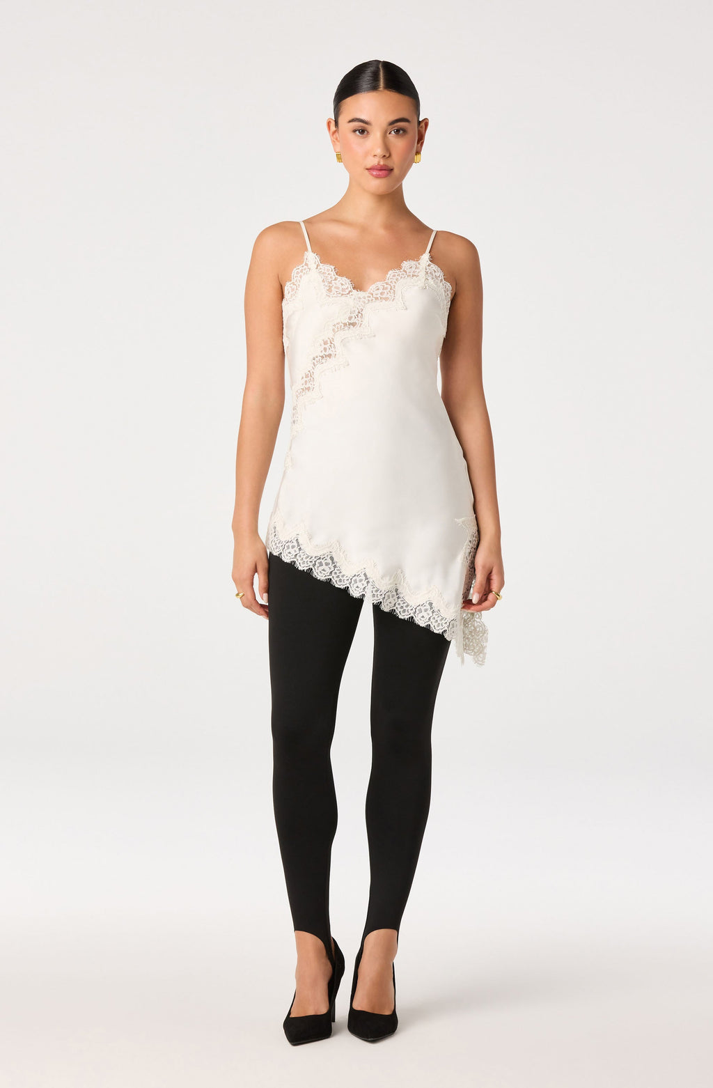 Laura Lace Trim Asymmetric Top