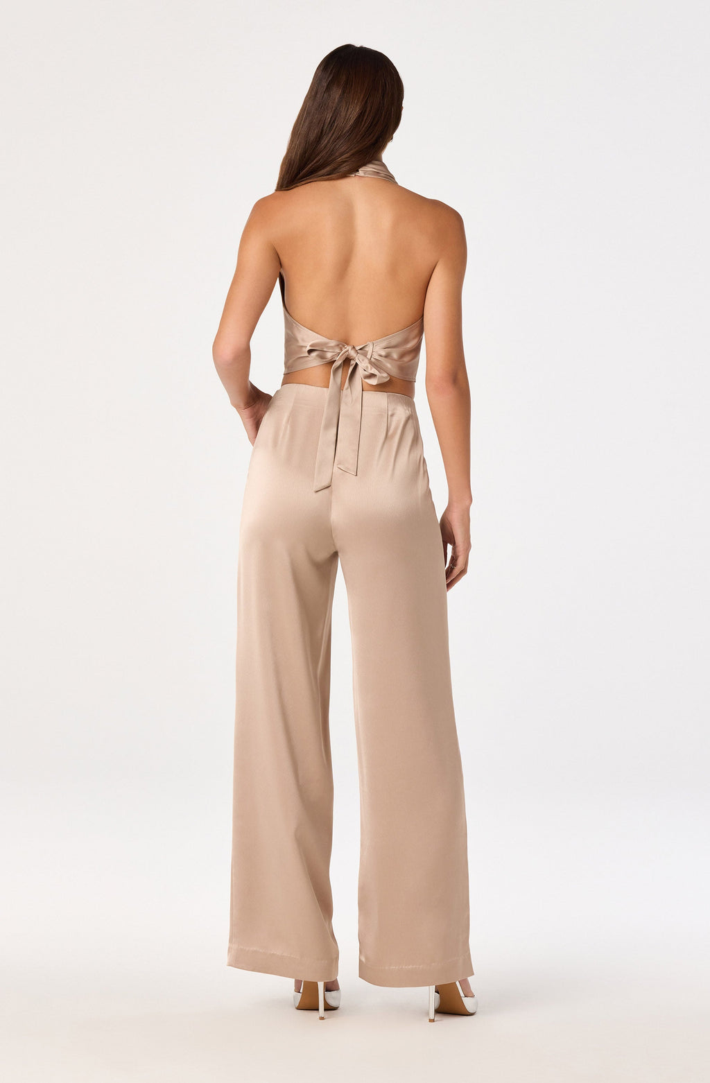 Ivana Satin Cowl Halter Top
