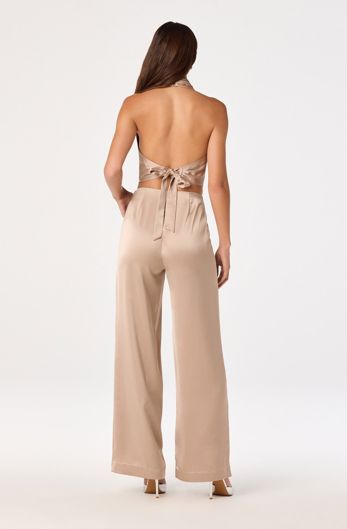 Ivana Satin Cowl Halter Top