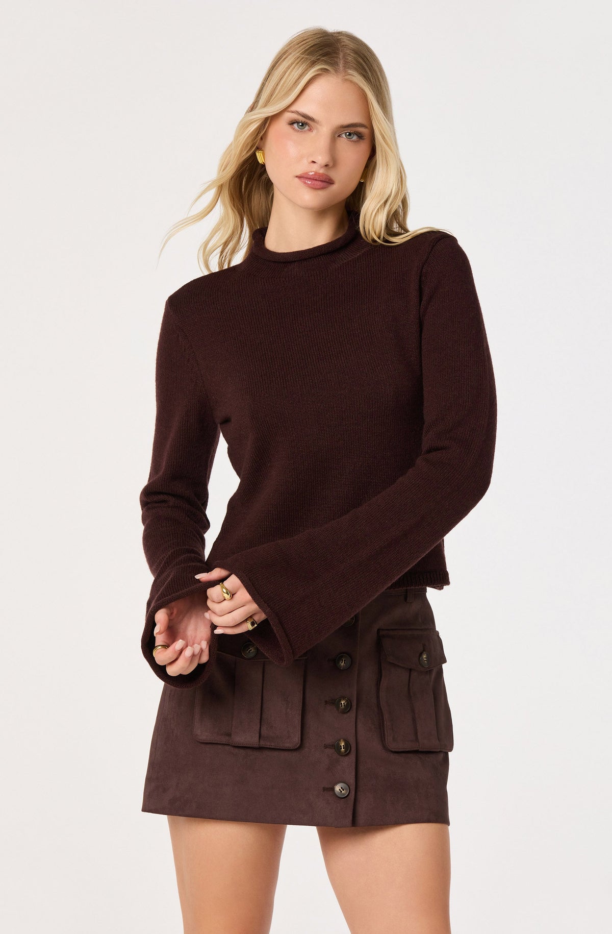 May Bell Sleeve Mock Neck Sweater