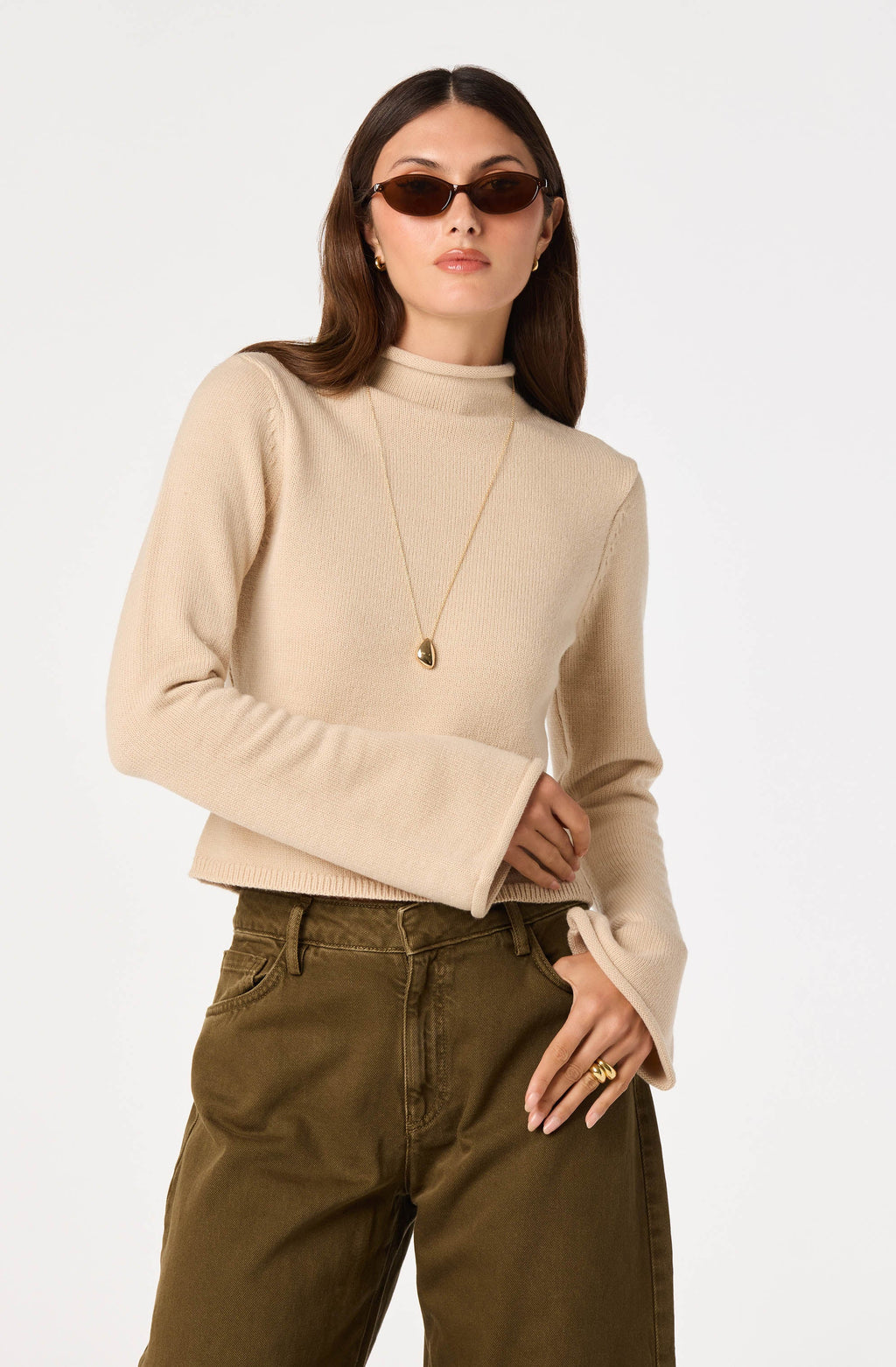 May Bell Sleeve Mock Neck Sweater