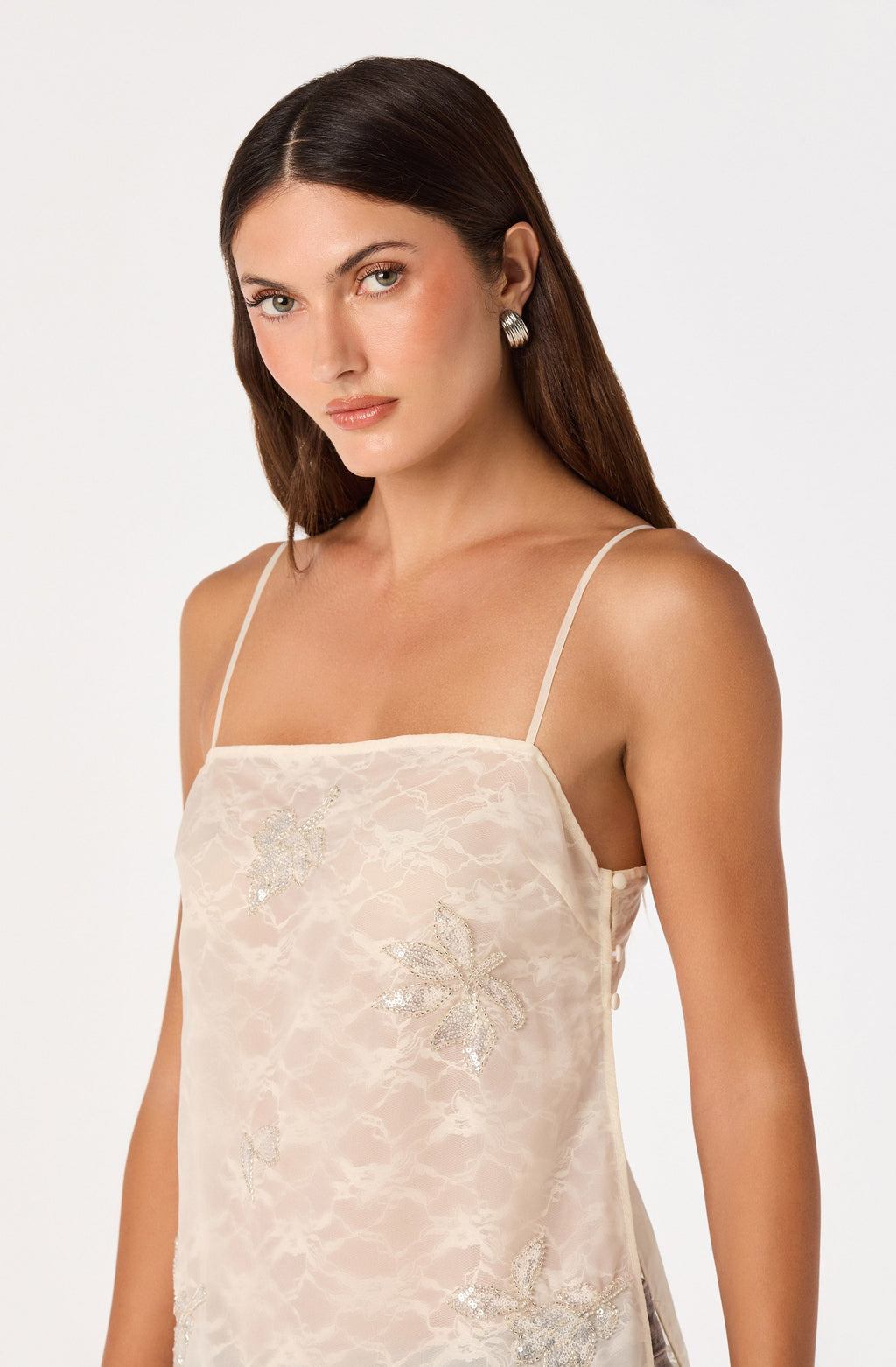 Helena Beaded Lace Longline Tunic Top