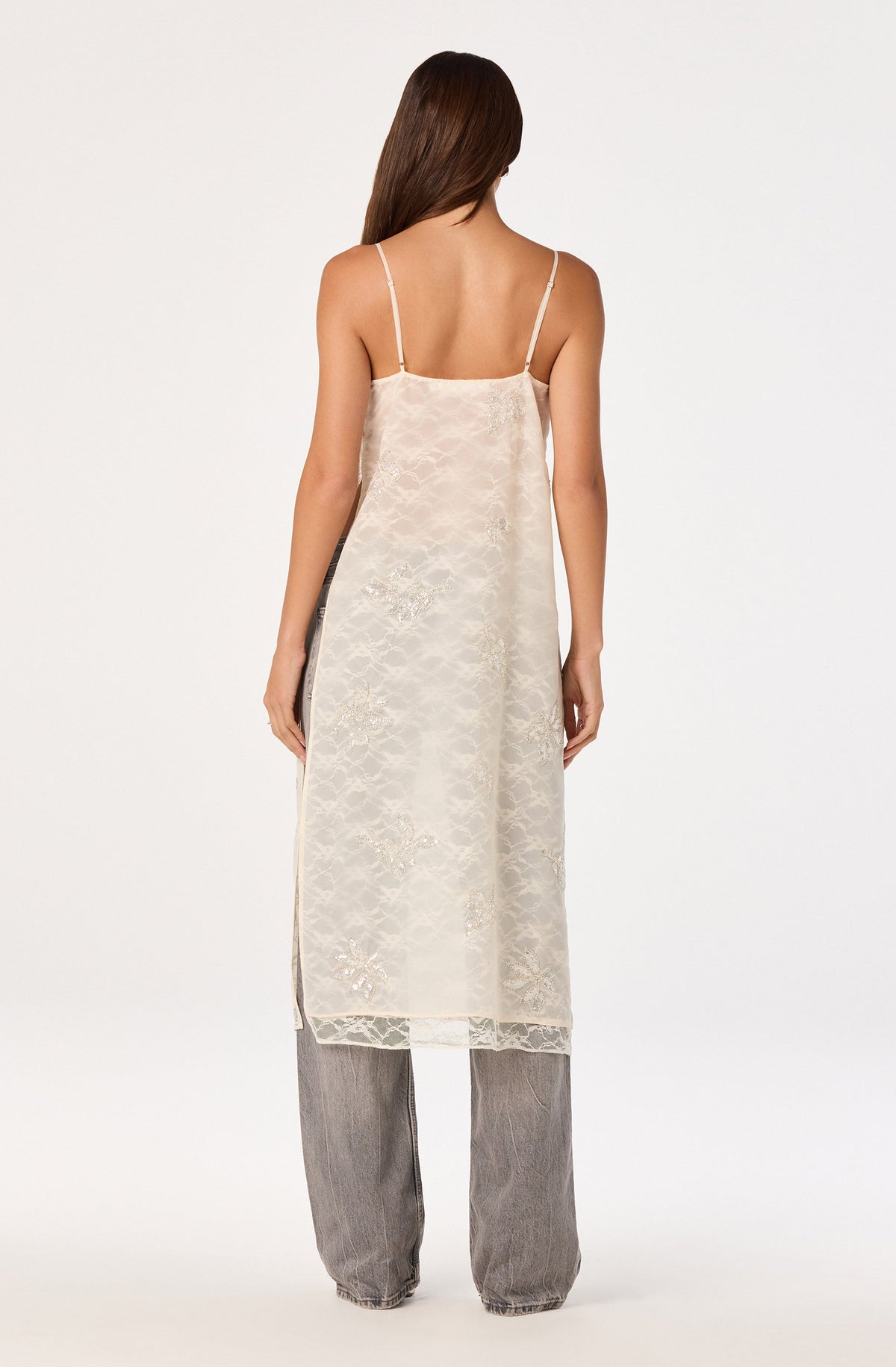 Helena Beaded Lace Longline Tunic Top