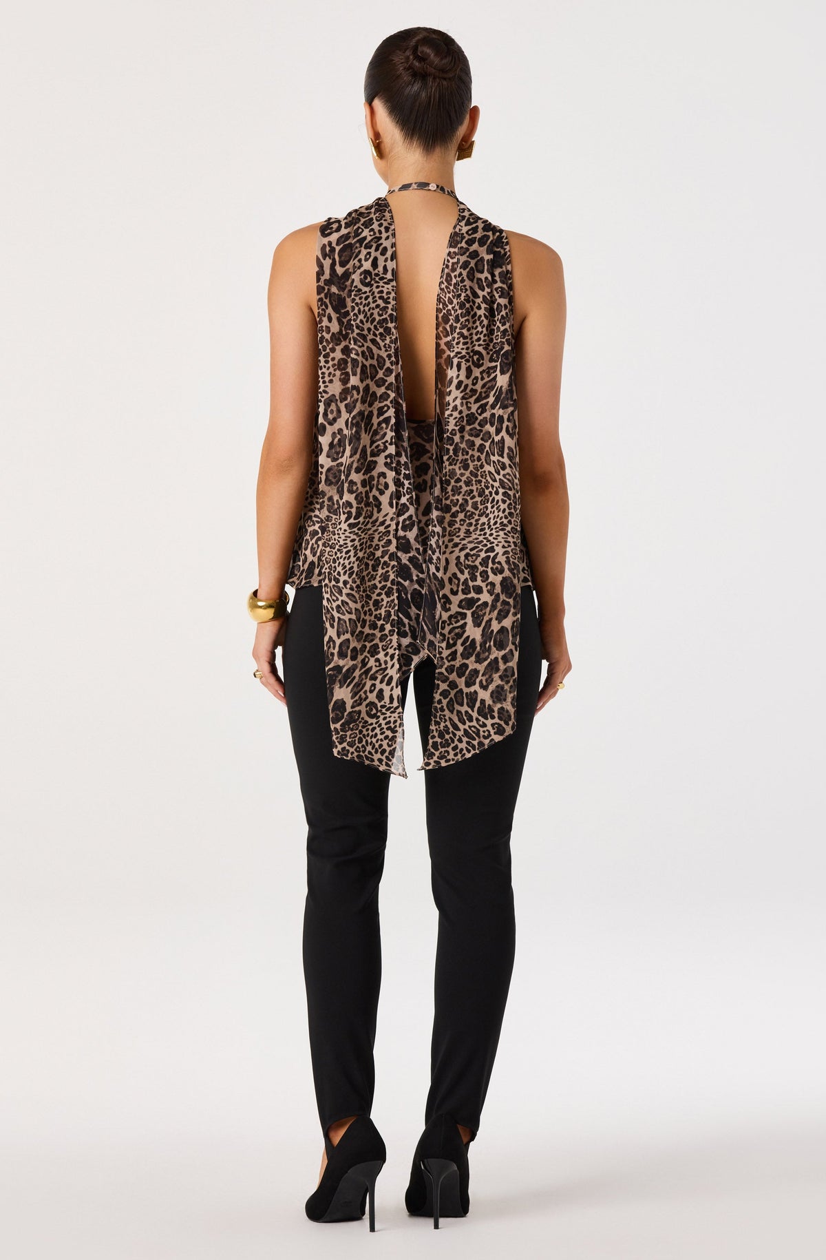 Benita Leopard Scarf Halter Top