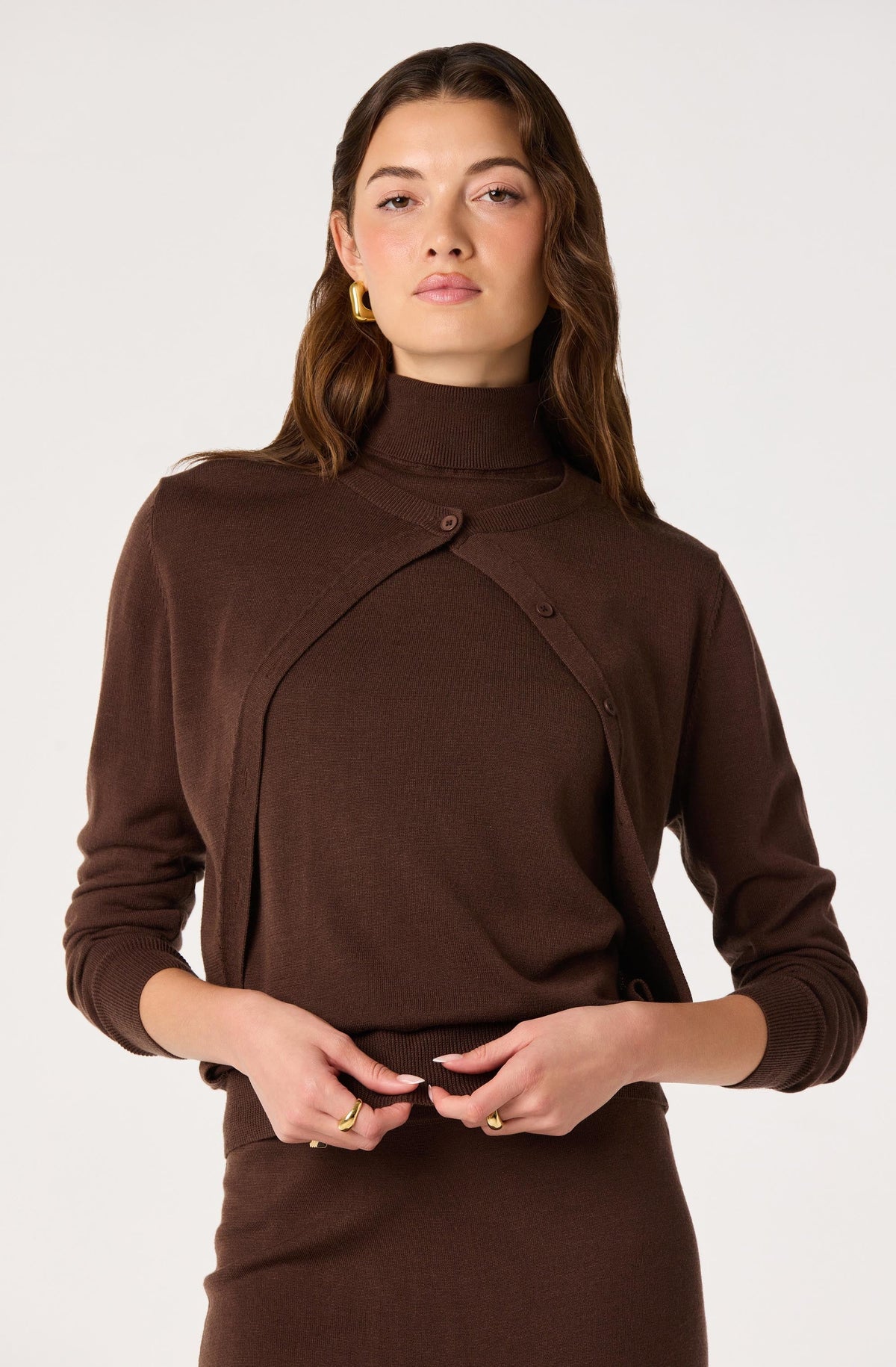 Kelly Faux Two-Piece Turtleneck Sweater