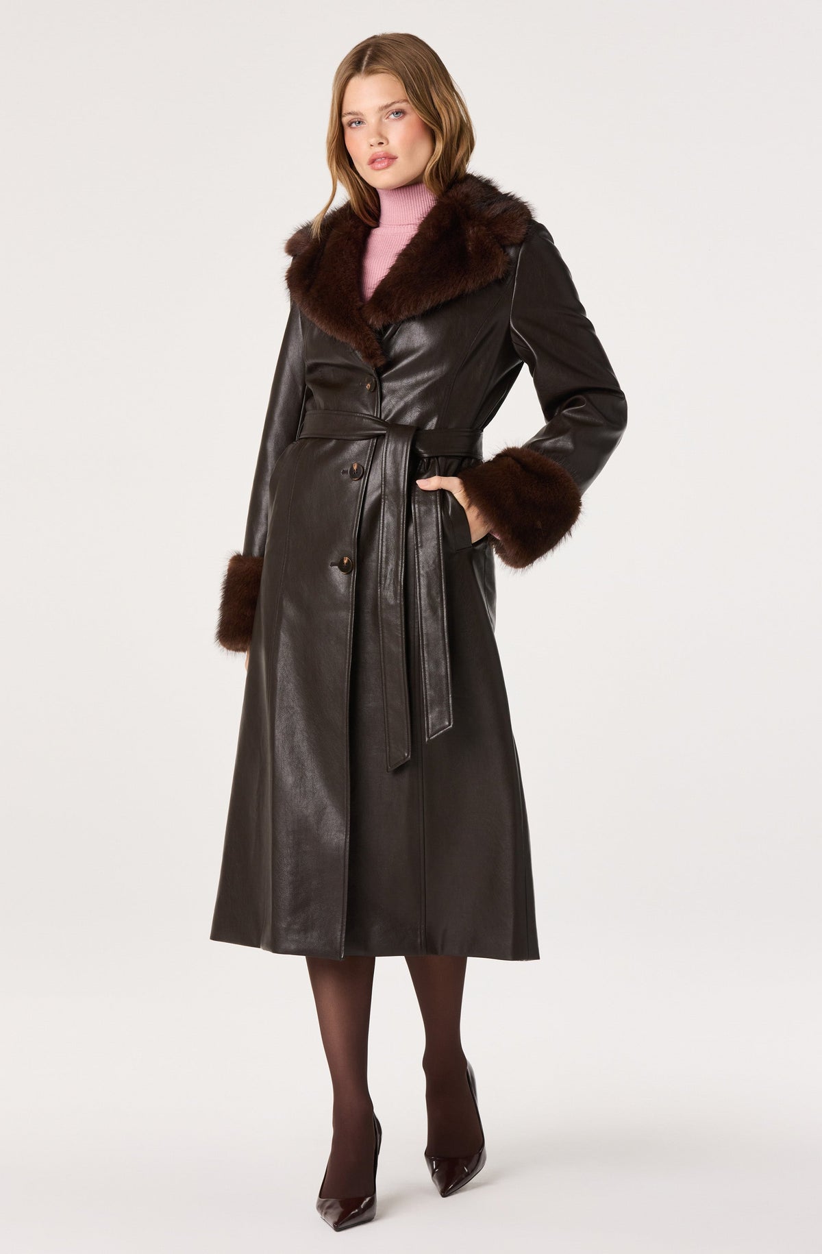 Wynter Faux Leather Trench Coat