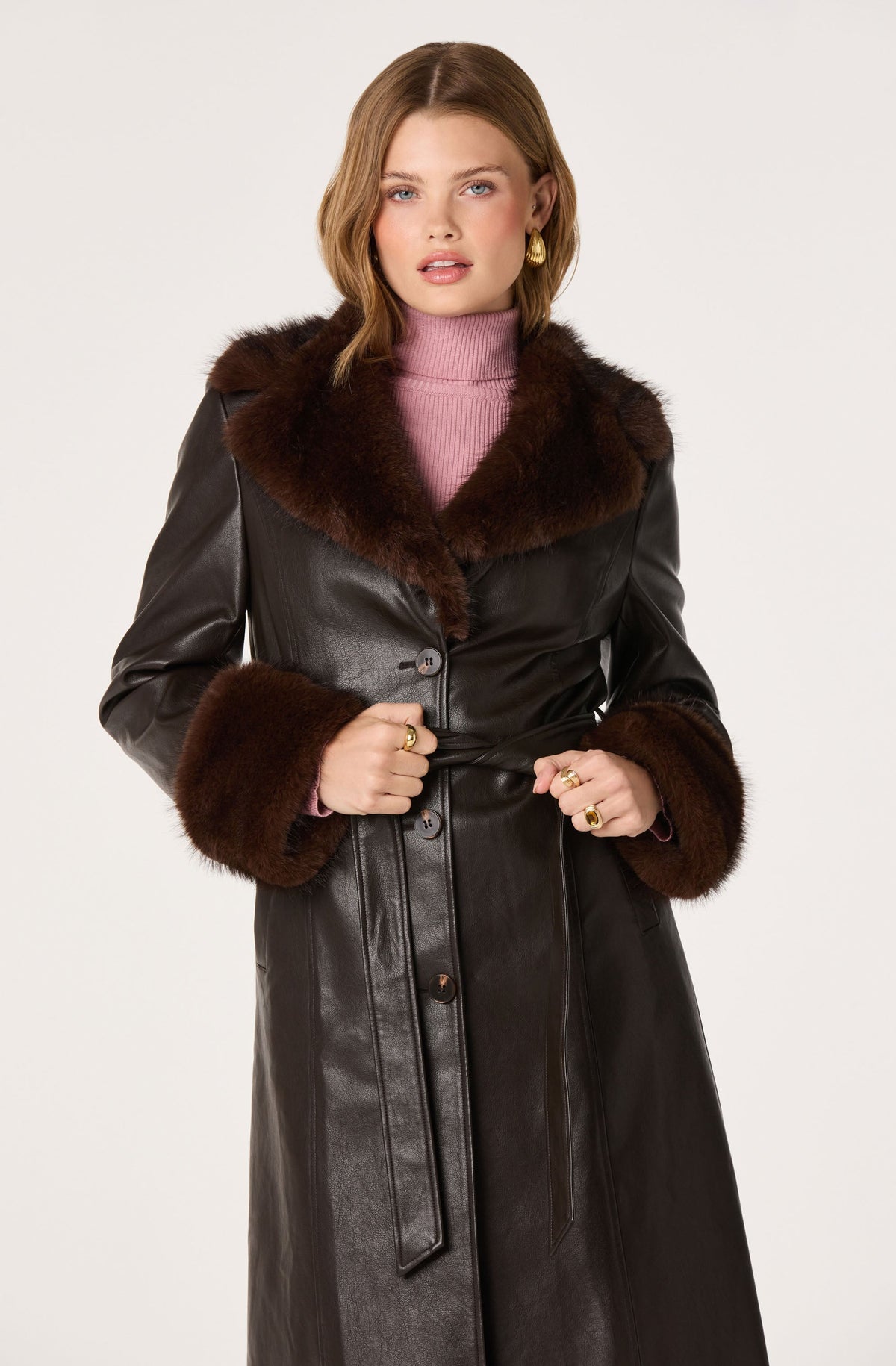 Wynter Faux Leather Trench Coat