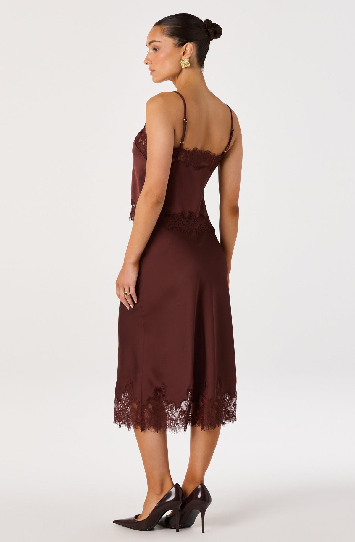 Britney Lace Trim Satin Cropped Cami