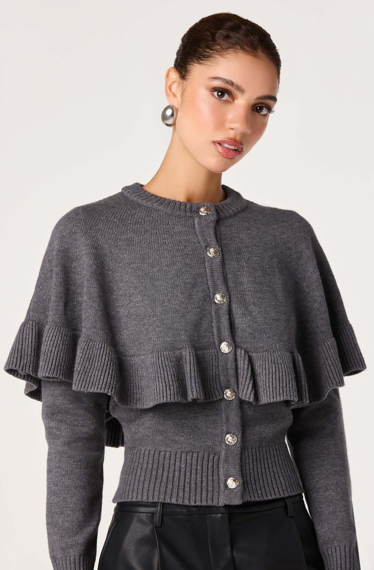 Bayona Ruffle Cape Knit Cardigan