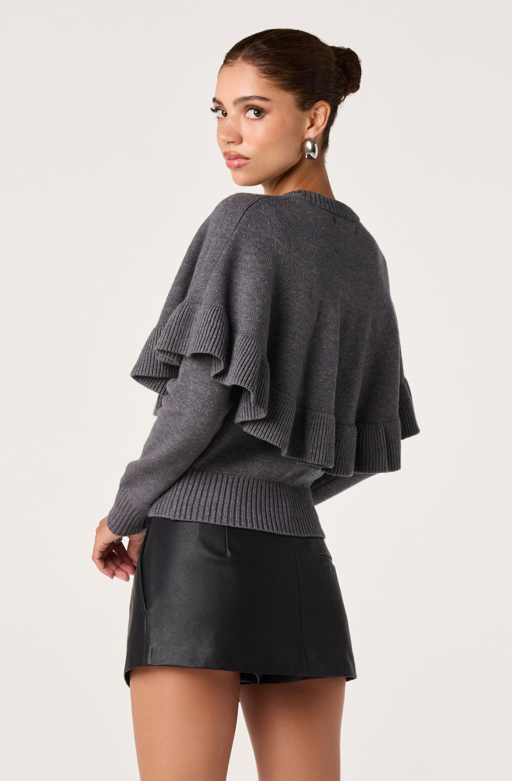 Bayona Ruffle Cape Knit Cardigan