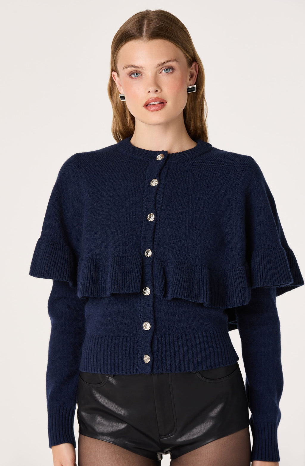 Bayona Ruffle Cape Knit Cardigan