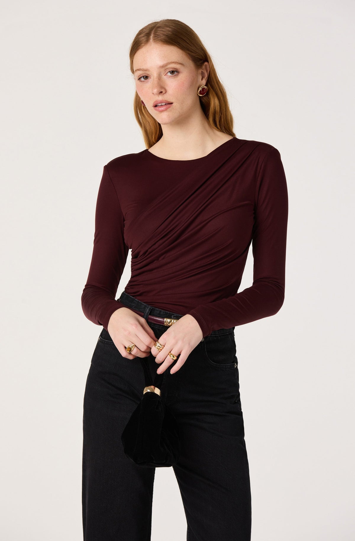 Ciarda Ruched Faux Wrap Bodysuit