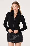 Kennedy Faux Fur Zip Sweater