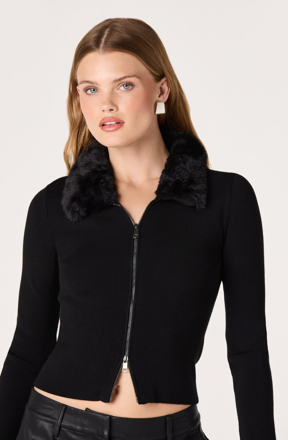 Kennedy Faux Fur Zip Sweater