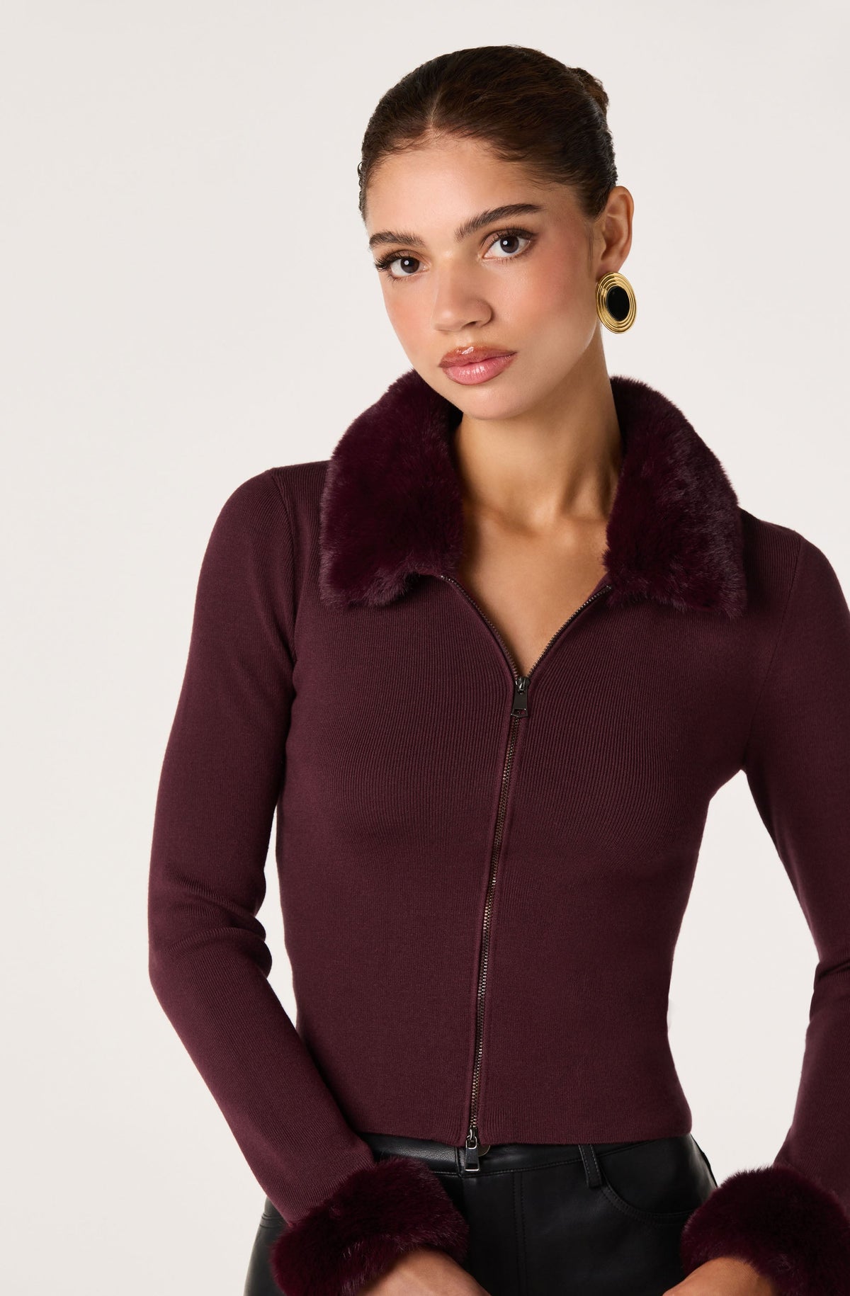 Kennedy Faux Fur Zip Sweater