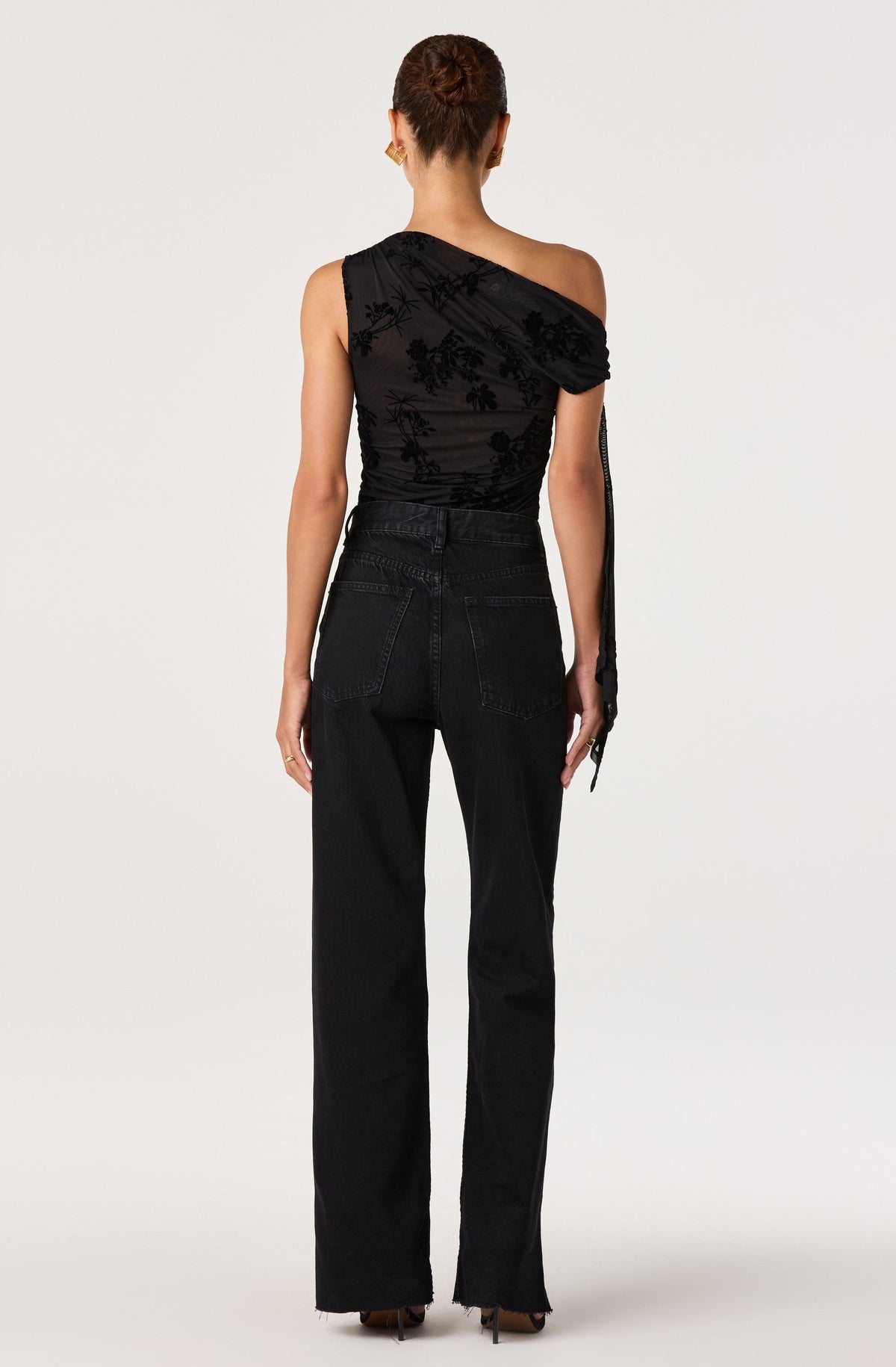 Marion Draped One Shoulder Mesh Top